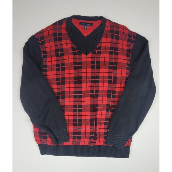 Tommy Hilfiger V-Neck Plaid Sweater. Men's‎ Size XL - Picture 1 of 6